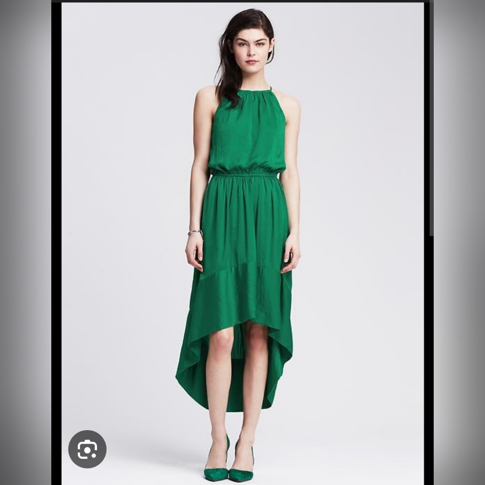 Banana Republic Size 2 Colorblock Elegant Emerald Green Formal Patio Dress
